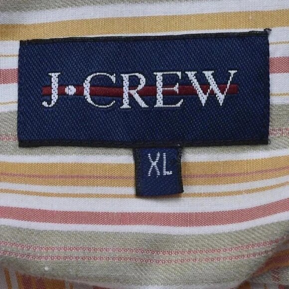 Vintage J. Crew Orange Pink Striped Button Up Dress Shirt Size XL - Picture 6 of 9